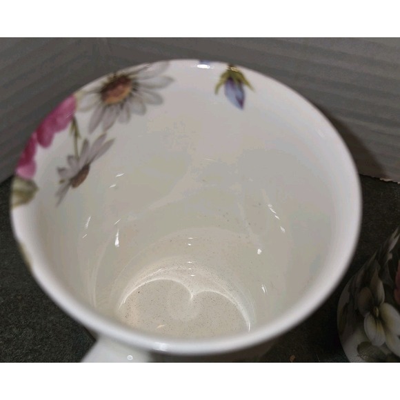 St George ENGLAND fine bone china floral coffee tea mugs cups 10 oz Set Of 4 - Picture 9 of 11